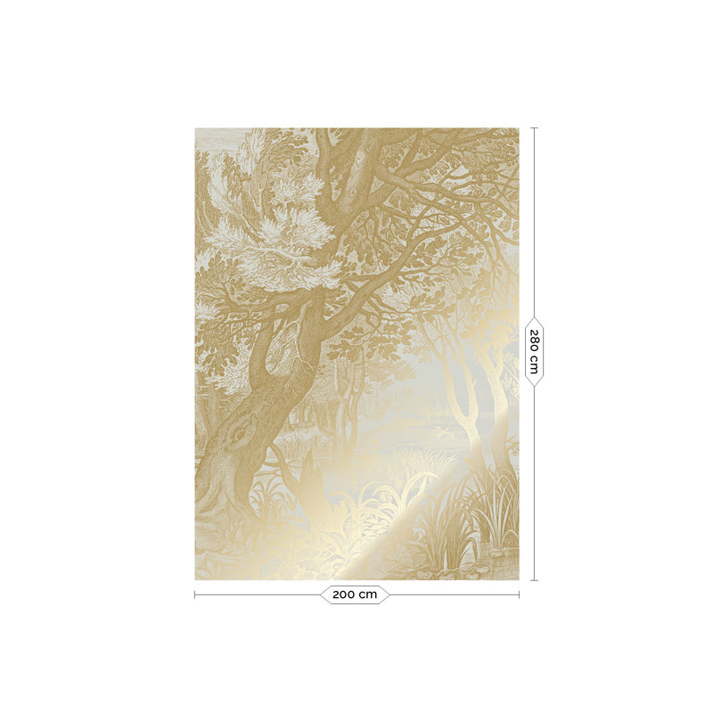 KEK Amsterdam-collectie Gold metallic wall mural, Engraved landscapes, sand