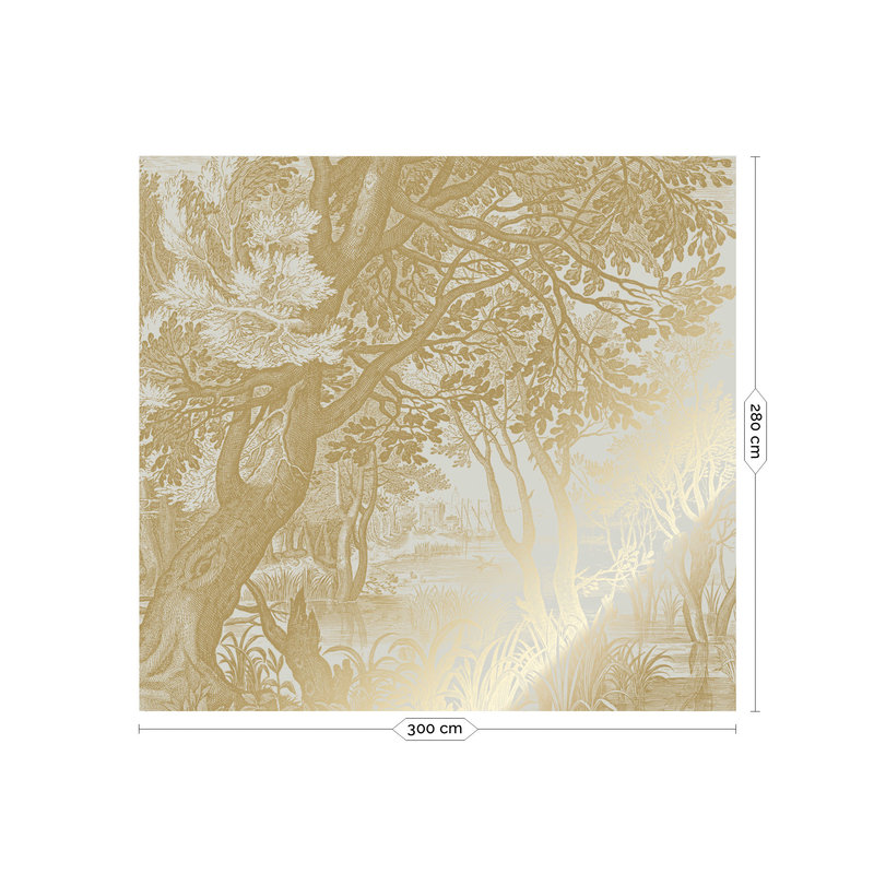 KEK Amsterdam-collectie Gold metallic wall mural, Engraved landscapes, sand