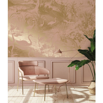 KEK Amsterdam Gold metallic wallpaper, nude, Engraved landscapes