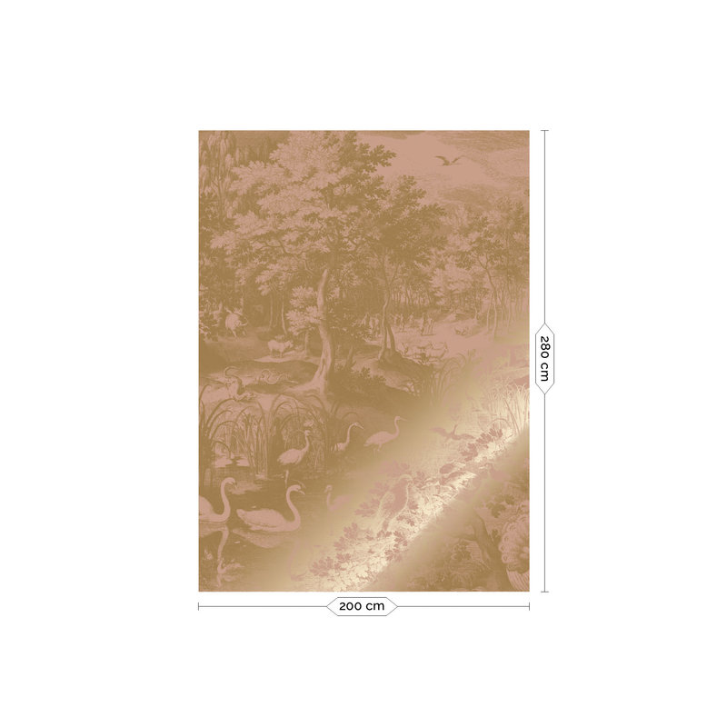 KEK Amsterdam-collectie Gold metallic wallpaper, nude, Engraved landscapes