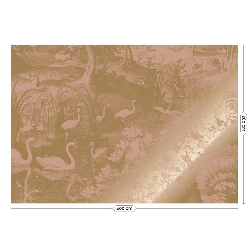 KEK Amsterdam-collectie Gold metallic wallpaper, nude, Engraved landscapes
