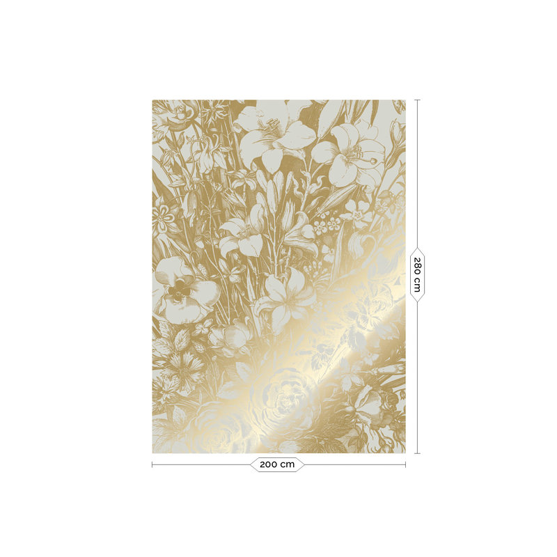 KEK Amsterdam-collectie Gold metallic Wallpaper, Sand, Engraved flowers