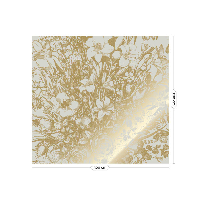 KEK Amsterdam-collectie Gold metallic Wallpaper, Sand, Engraved flowers