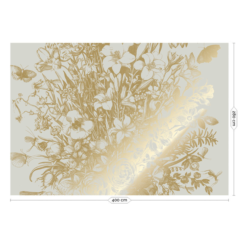 KEK Amsterdam-collectie Goud behang Zand Engraved Flowers