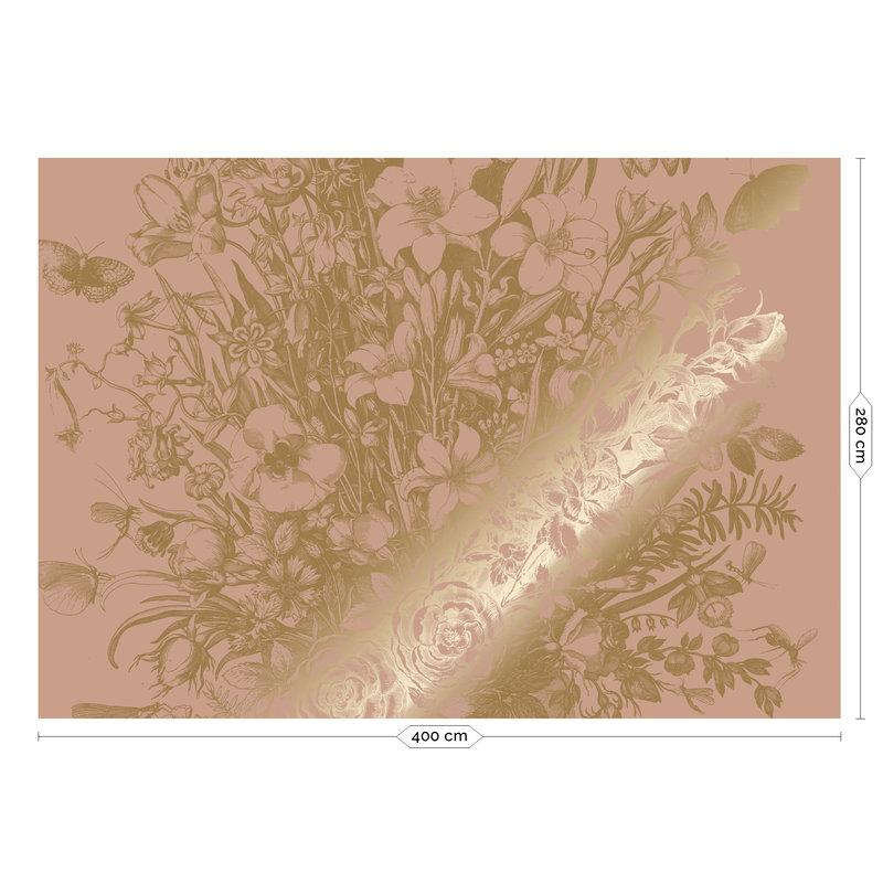 KEK Amsterdam-collectie Goud behang Nude Engraved Flowers