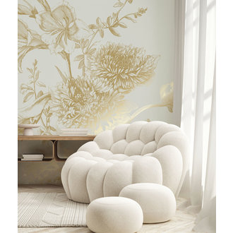 KEK Amsterdam Gold metallic wallpaper, Engraved flowers Sand