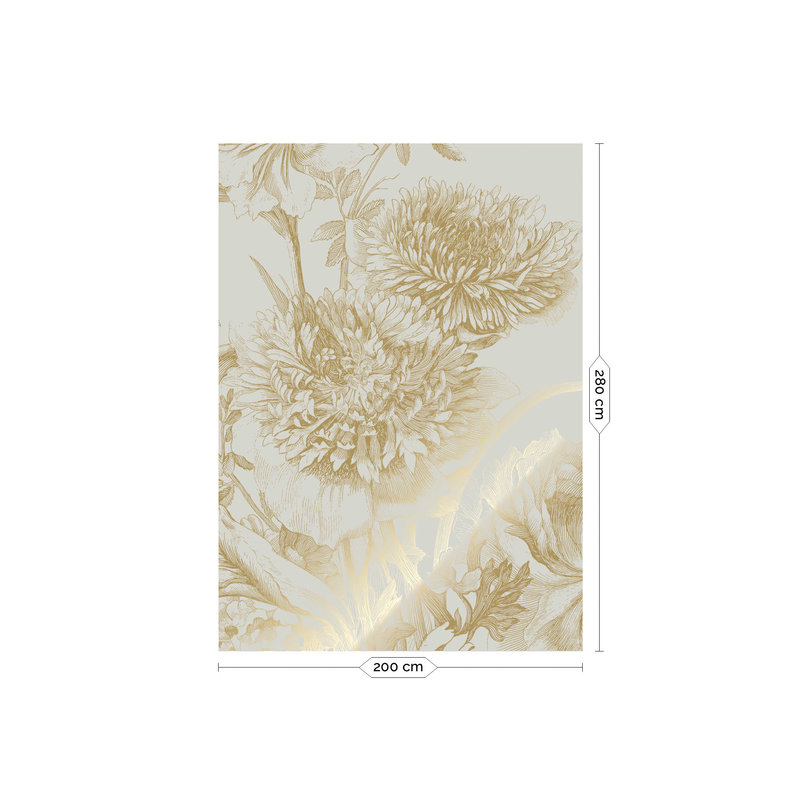 KEK Amsterdam-collectie Gold metallic wallpaper, Engraved flowers Sand