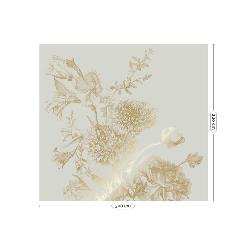 KEK Amsterdam-collectie Gold metallic wallpaper, Engraved flowers Sand