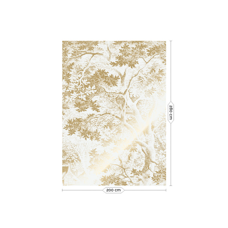 KEK Amsterdam-collectie Gold metallic wallpaper, Engraved landscapes off-white