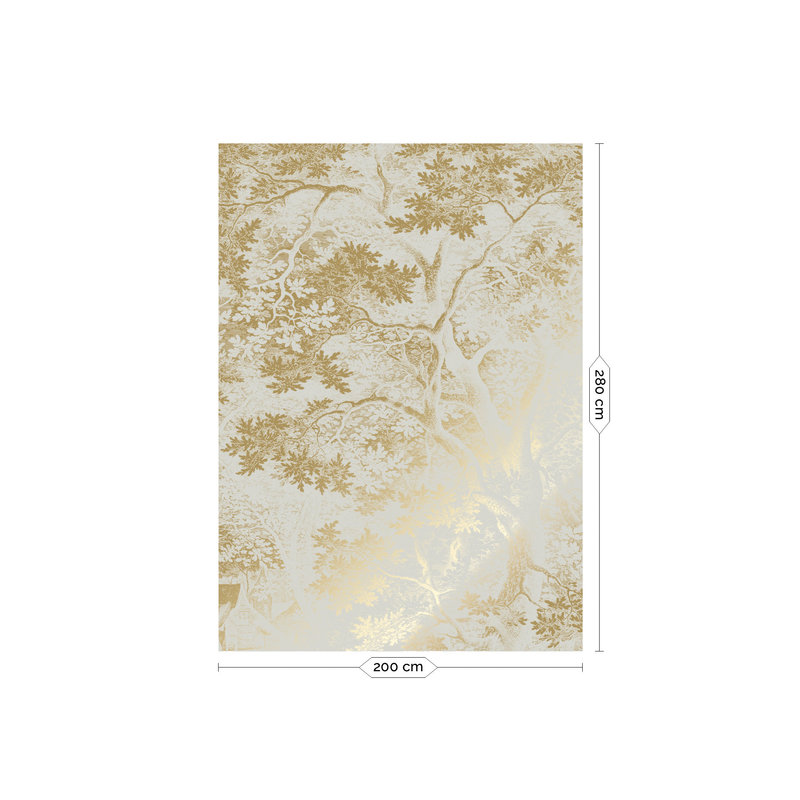 KEK Amsterdam-collectie Gold metallic wallpaper, Engraved landscapes Sand