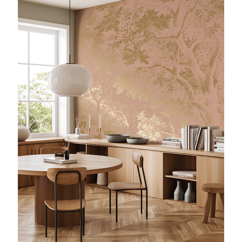KEK Amsterdam-collectie Gold metallic wallpaper, Engraved landscapes Nude