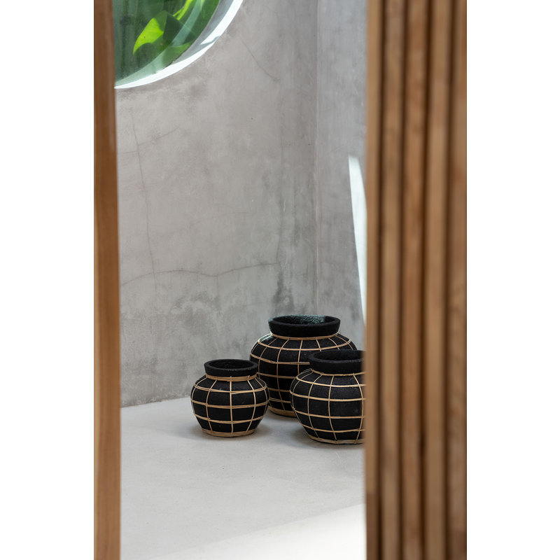 Bazar Bizar-collectie Belly Vaas - Zwart Naturel - L