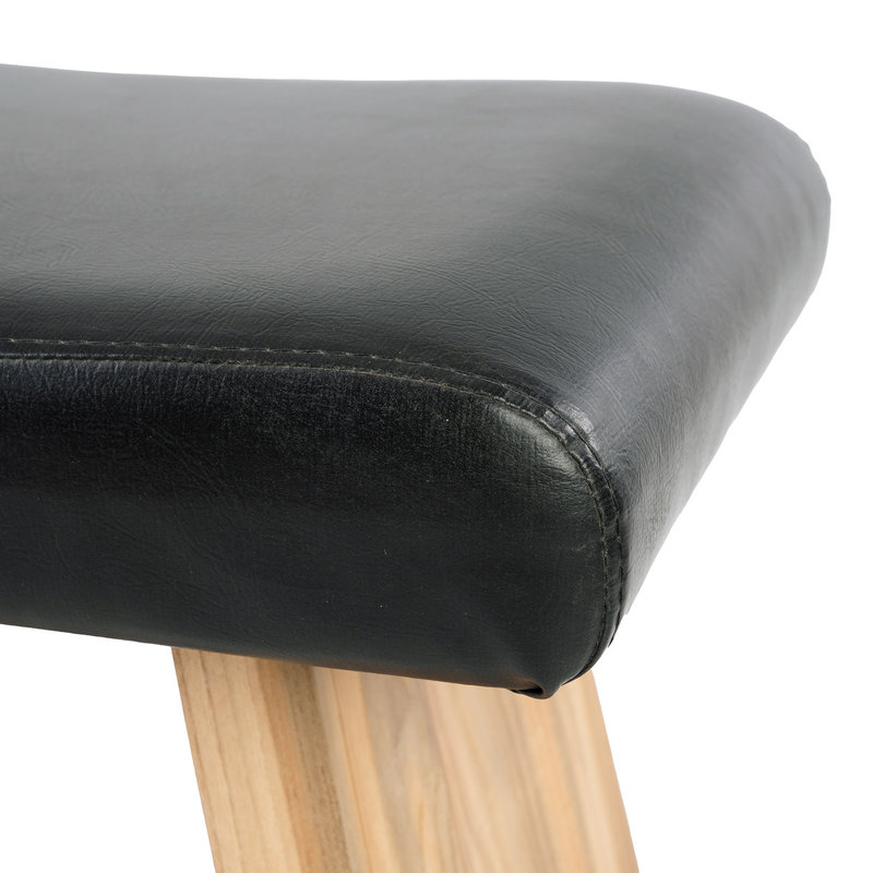 Bazar Bizar Suar Stool with Leather - Natural Black