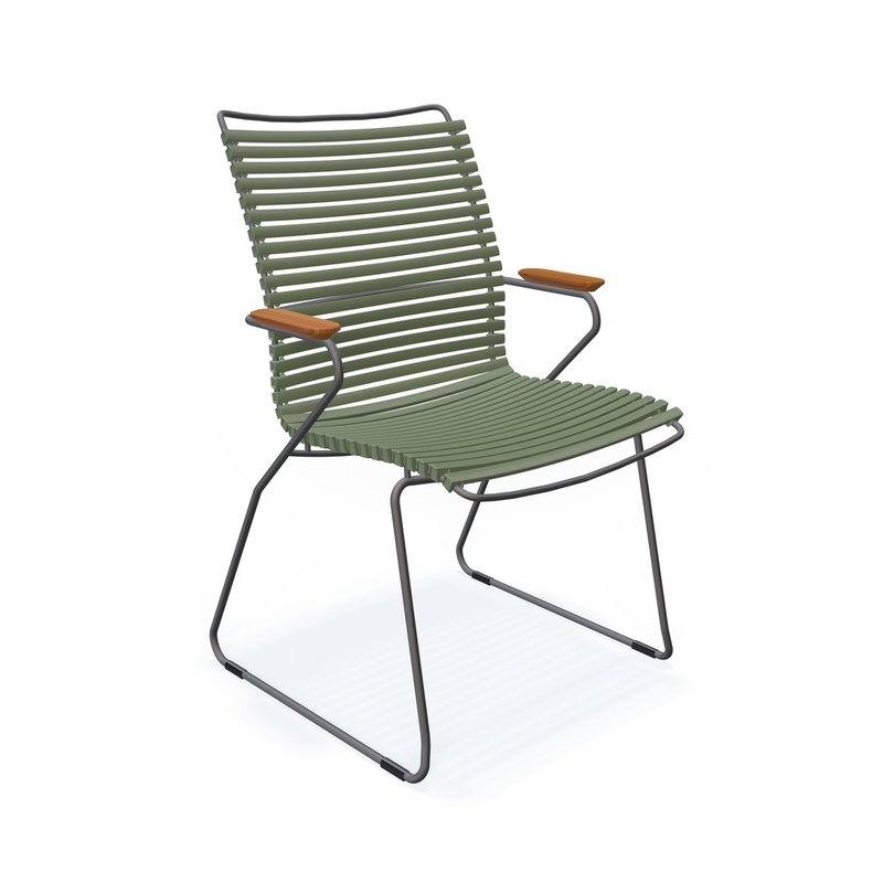 Houe-collectie CLICK Dining Chair Tall with Armrests in bamboo olive green