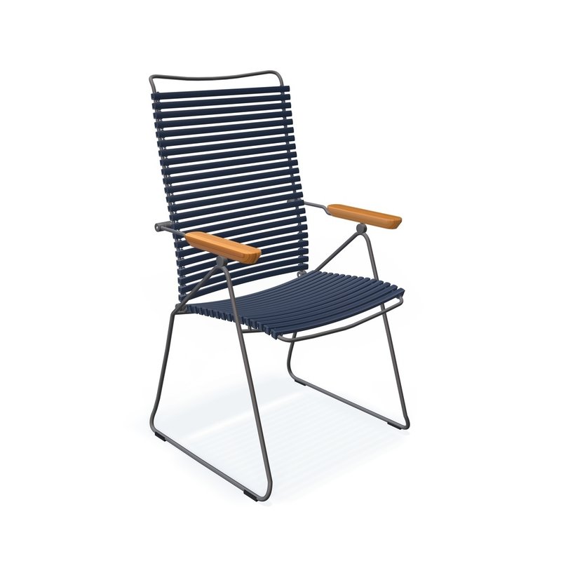 Houe-collectie CLICK Position Chair with armrests in bamboo Dark blue