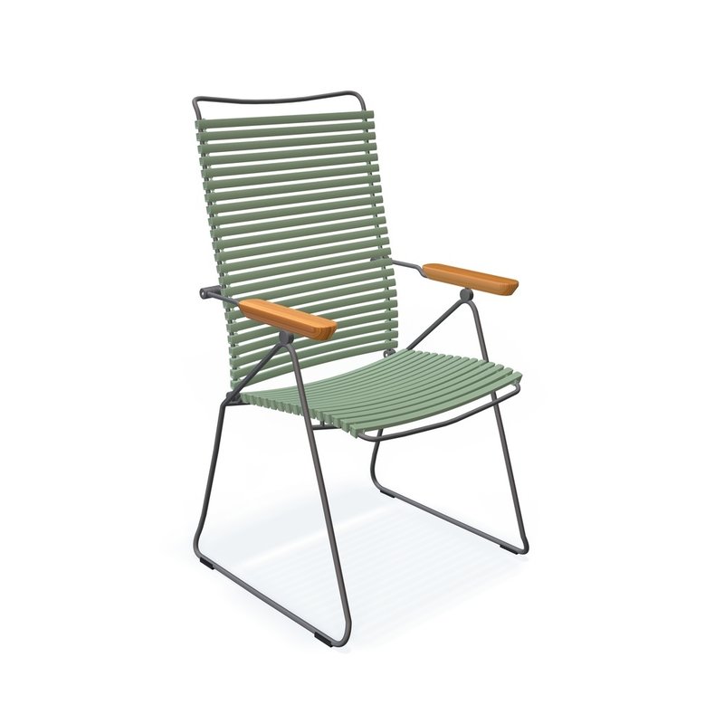 Houe-collectie CLICK Position Chair with armrests in bamboo Dusty light green