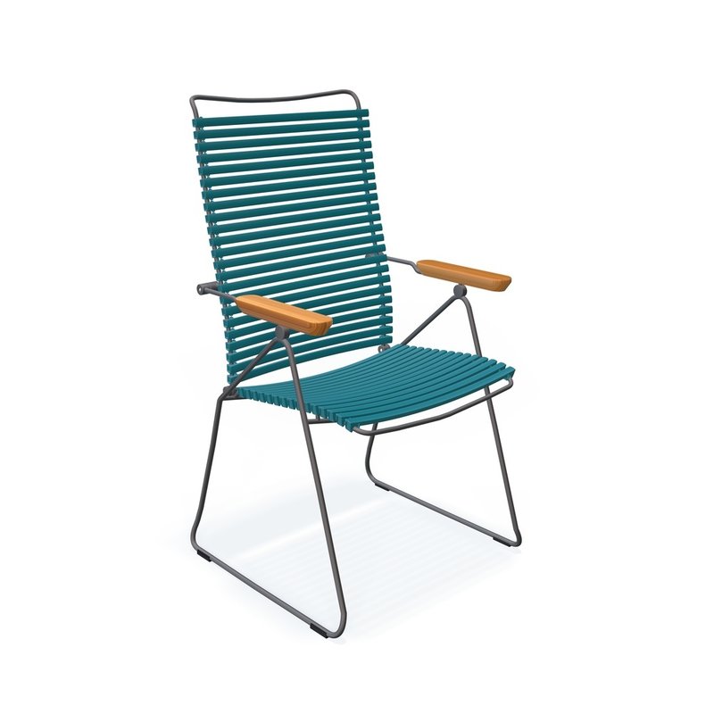 Houe-collectie CLICK Position Chair with armrests in bamboo Petrol