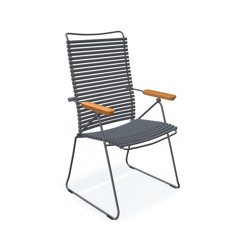 Houe-collectie CLICK Position Chair with armrests in bamboo Donkergrijs