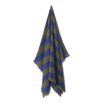 ferm LIVING Strandhanddoek Alee olijf/helder blauw