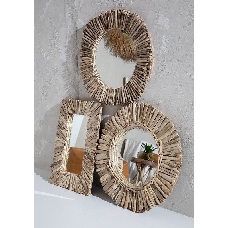 Bazar Bizar Driftwood Crown Spiegel - Naturel - M