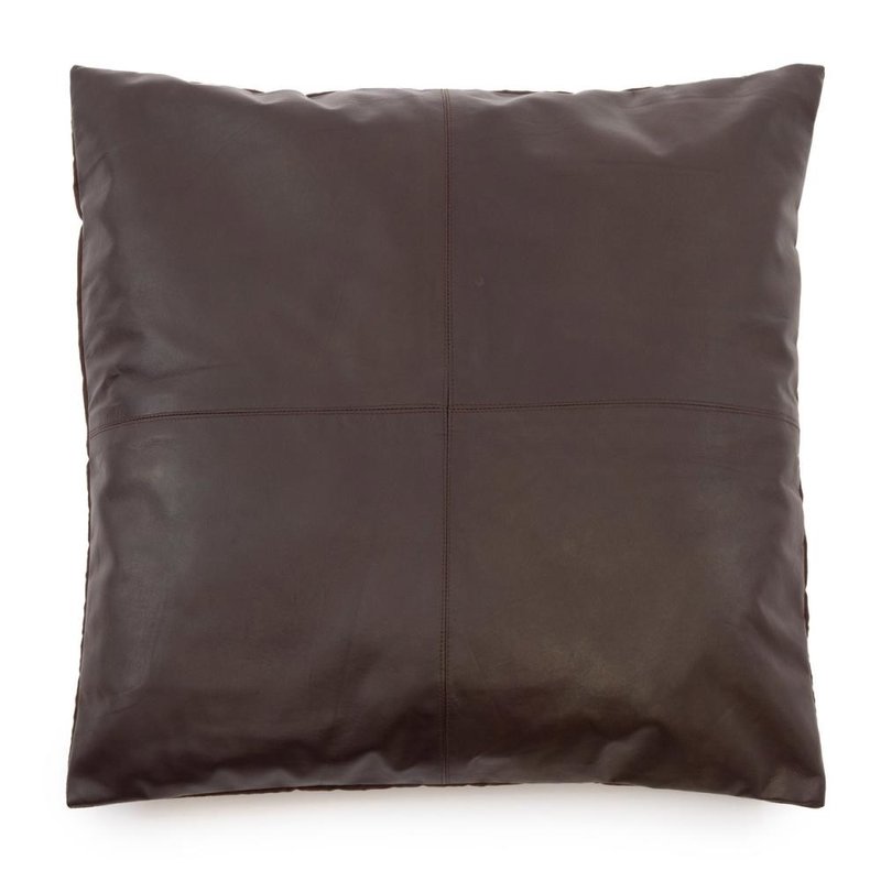 Bazar Bizar Four Panel Leather Kussenhoes - Chocola- 60x60