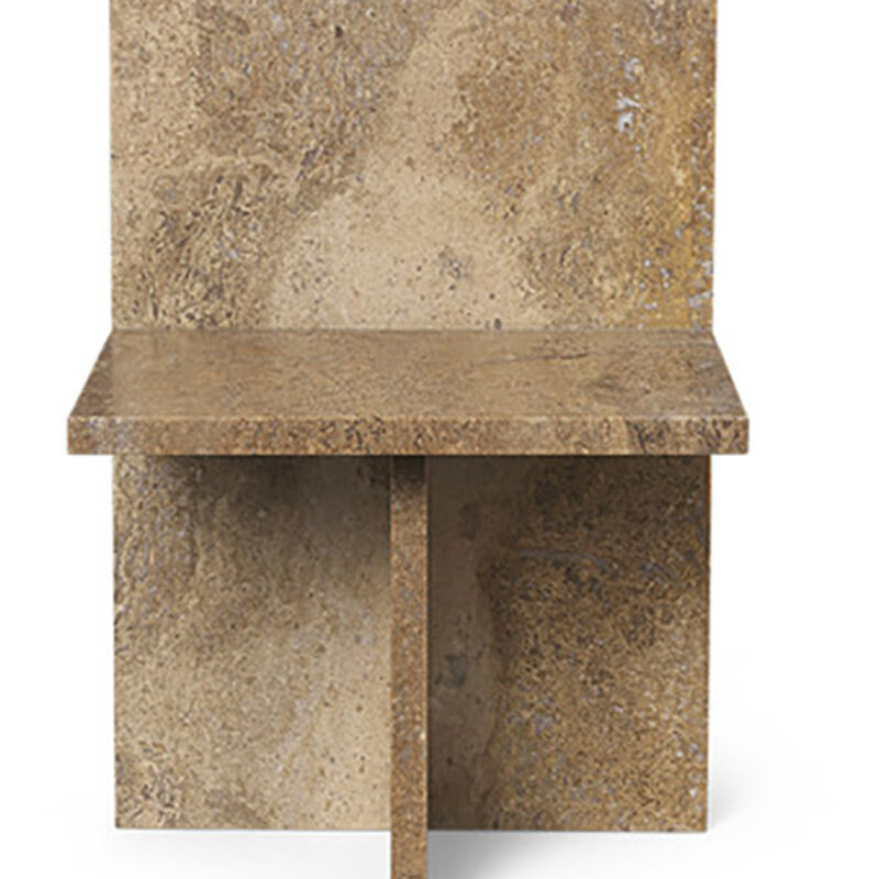 ferm LIVING-collectie Bijzettafel Distinct Dark bruin Travertine