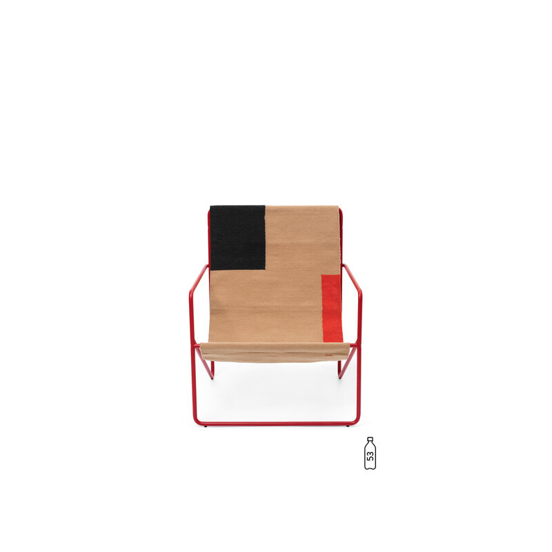 ferm LIVING-collectie Desert Lounge stoel Poppy rood/Block