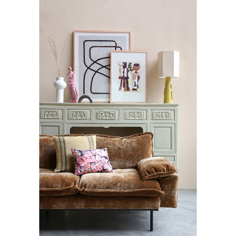 HKLIVING-collectie retro sofa: 3-seats, vintage velvet corduroy gold