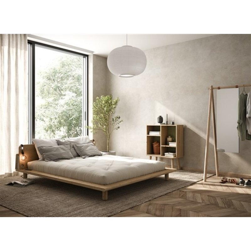 Karup-collectie Bed PEEK naturel hout met 2 bedlampen