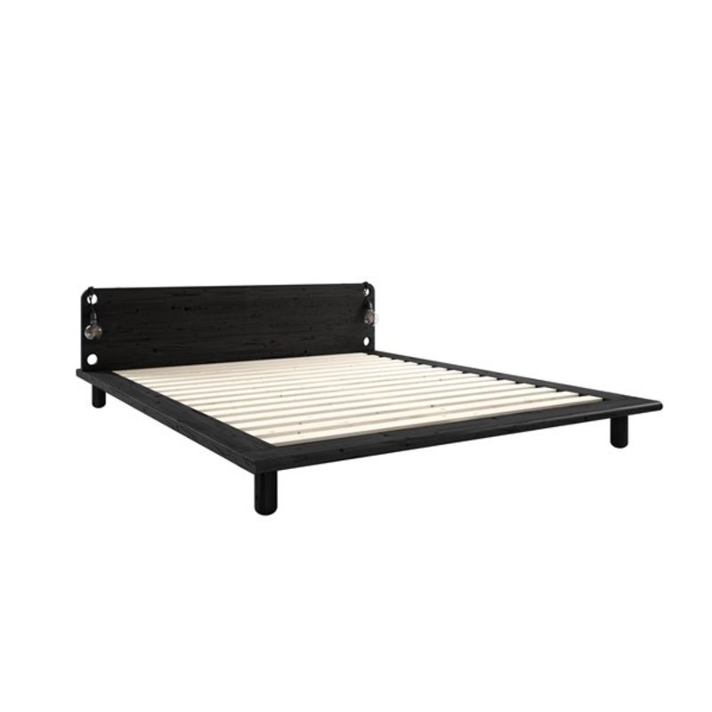 Karup Design-collectie PEEK BED BLACK LACQUERED 140 X 200 W. 2 BED LAMPS