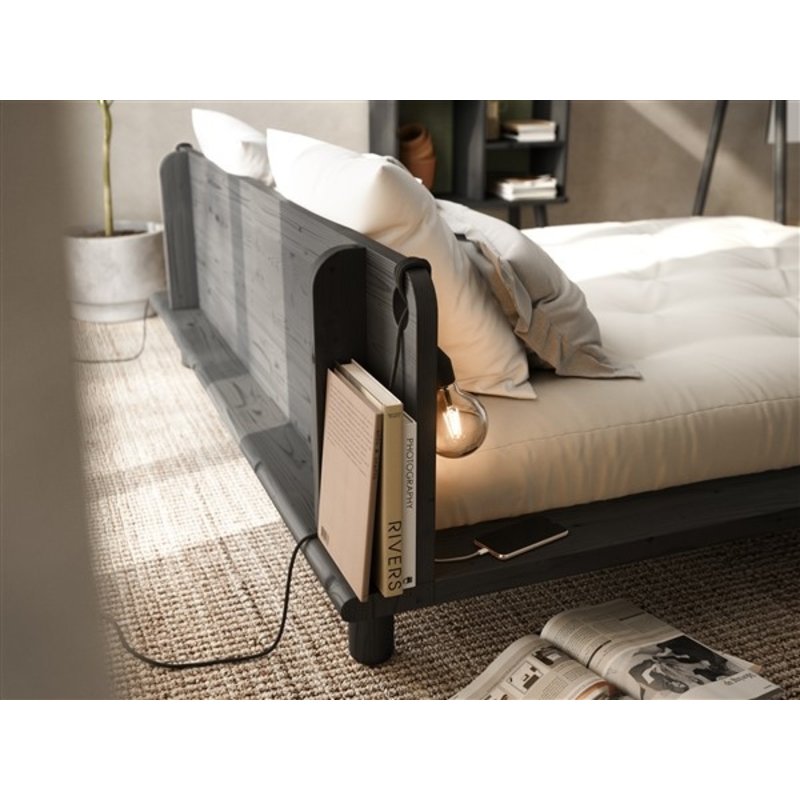 Karup Design-collectie PEEK BED BLACK LACQUERED 140 X 200 W. 2 BED LAMPS