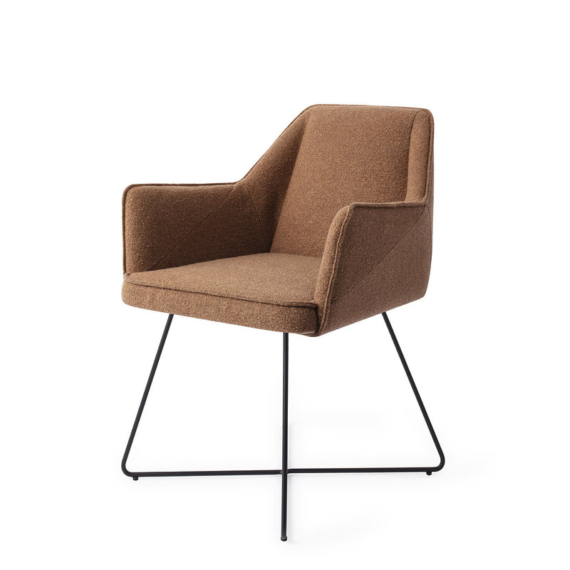 Jesper Home-collectie Tome Eetkamerstoel - Cinnamon Bun, Cross Black
