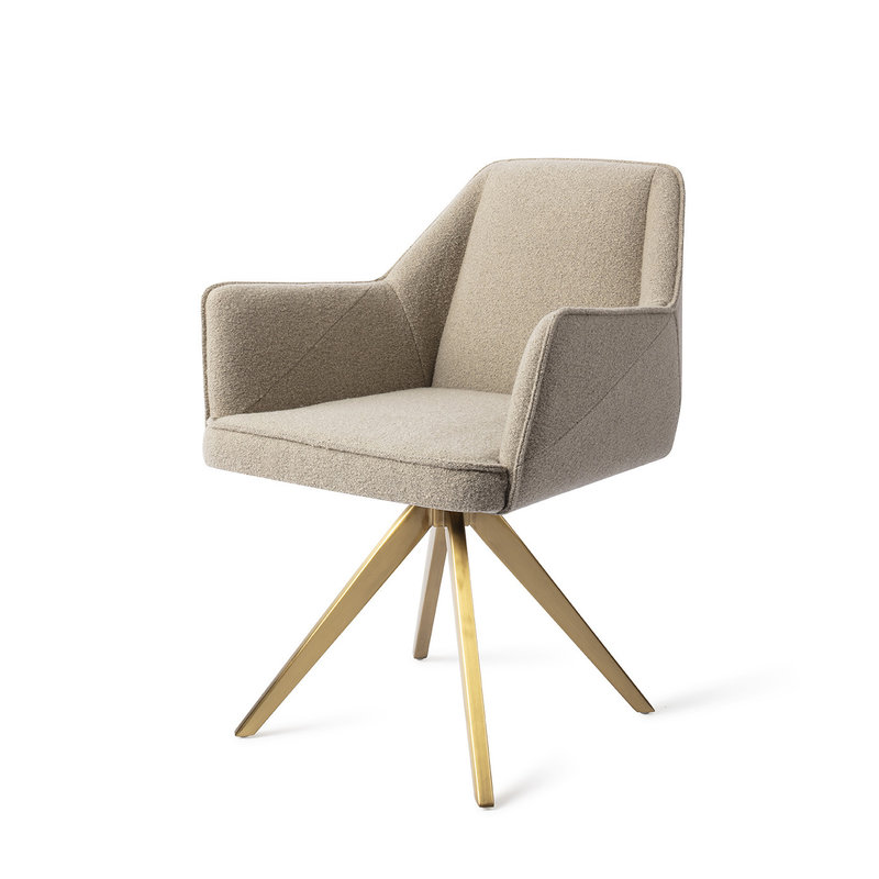Jesper Home-collectie Tome Eetkamerstoel - Great Greige, Turn Gold