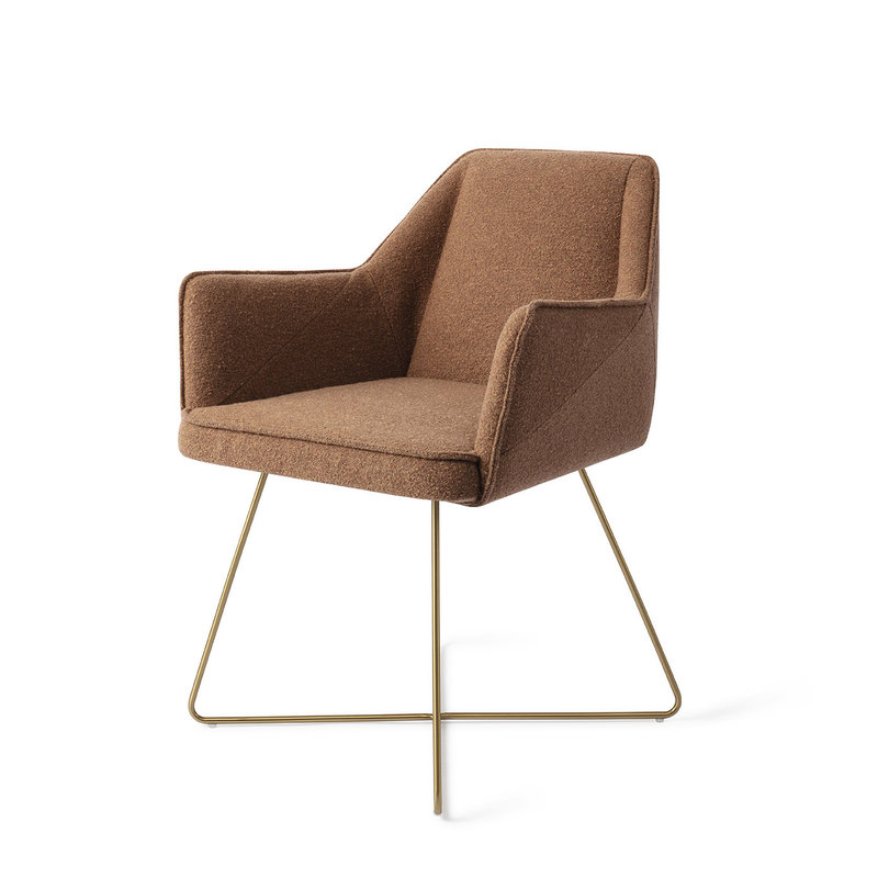 Jesper Home-collectie Tome Eetkamerstoel - Cinnamon Bun, Cross Gold