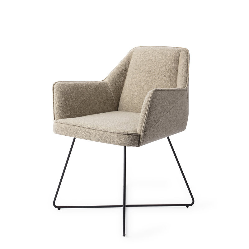 Jesper Home-collectie Tome Eetkamerstoel - Great Greige, Cross Black