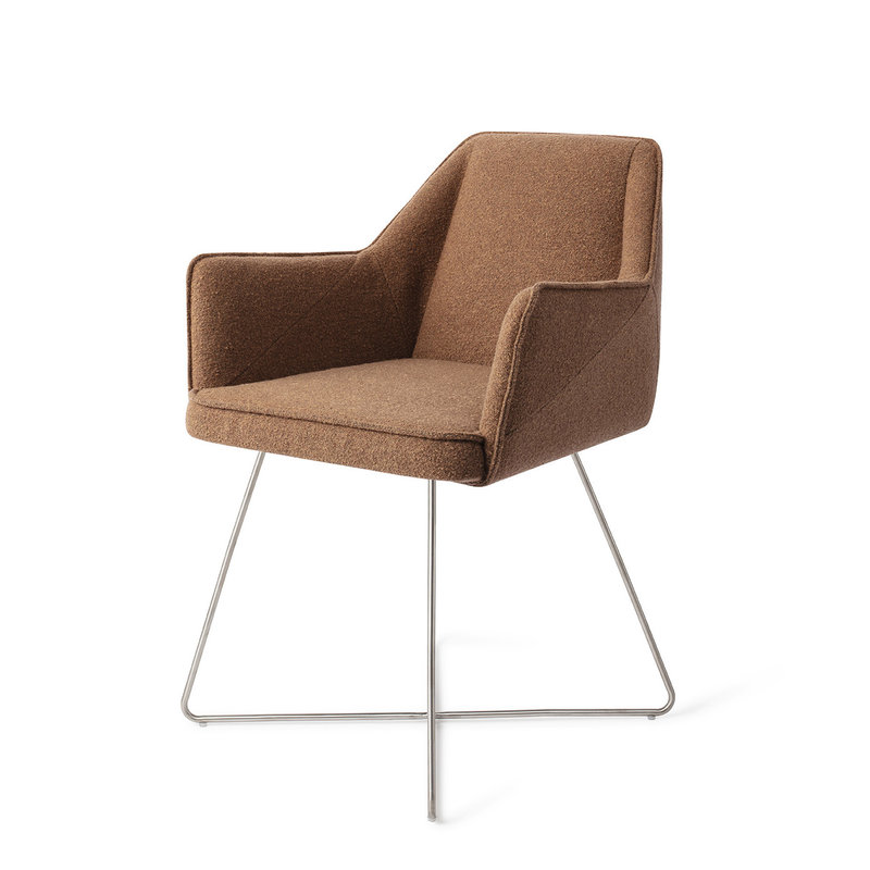 Jesper Home Tome Eetkamerstoel - Cinnamon Bun, Cross Steel