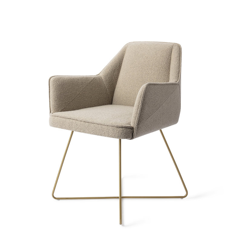 Jesper Home-collectie Tome Eetkamerstoel - Great Greige, Cross Gold