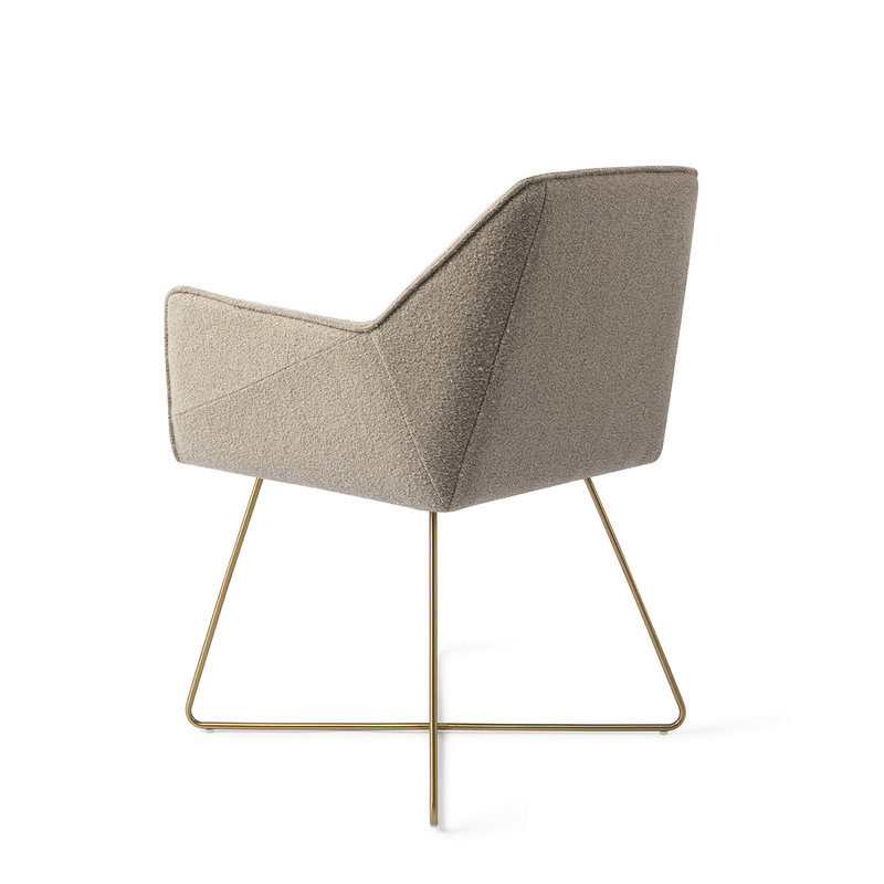 Jesper Home-collectie Tome Eetkamerstoel - Great Greige, Cross Gold