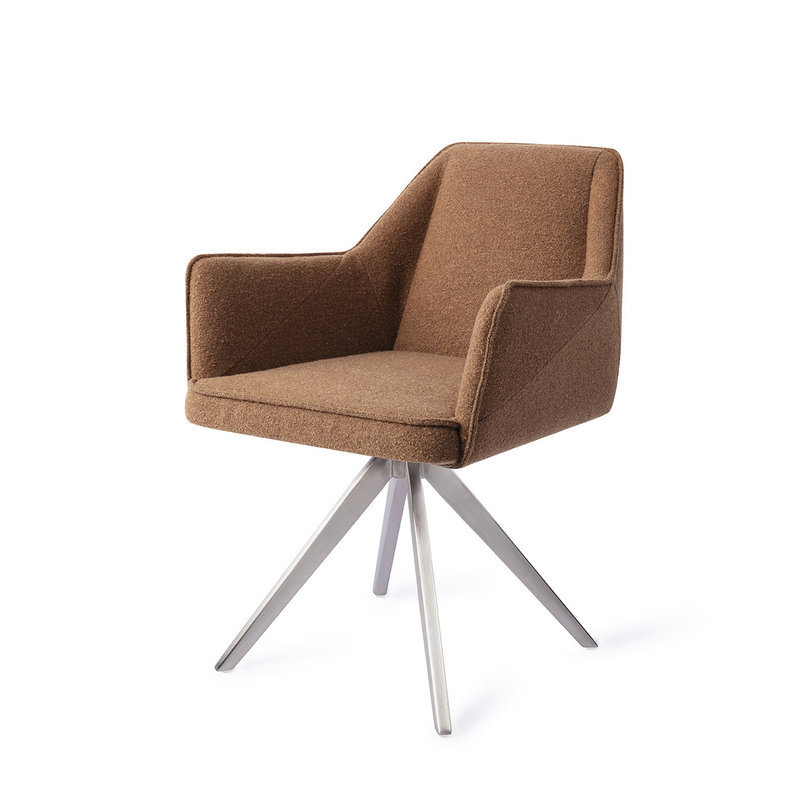 Jesper Home-collectie Tome Eetkamerstoel - Cinnamon Bun, Turn Steel