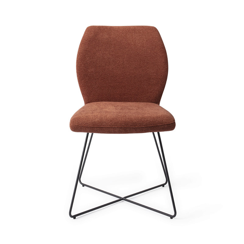 Jesper Home-collectie Ikata Eetkamerstoel Cosy Copper - Cross Black