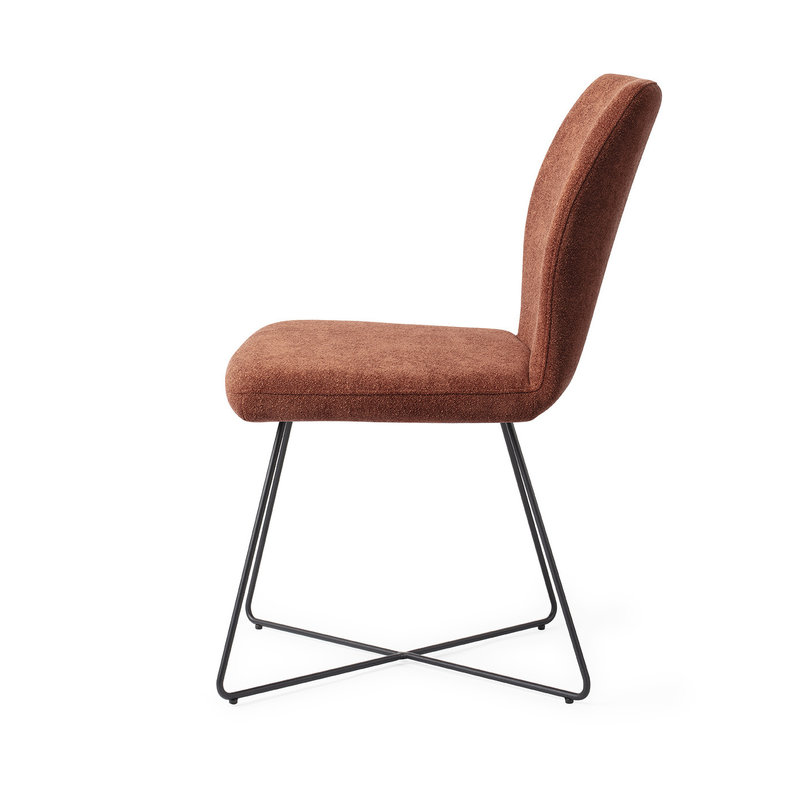 Jesper Home-collectie Ikata Eetkamerstoel Cosy Copper - Cross Black