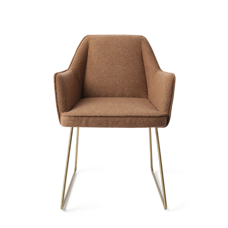 Jesper Home-collectie Tome Eetkamerstoel - Cinnamon Bun, Slide Gold