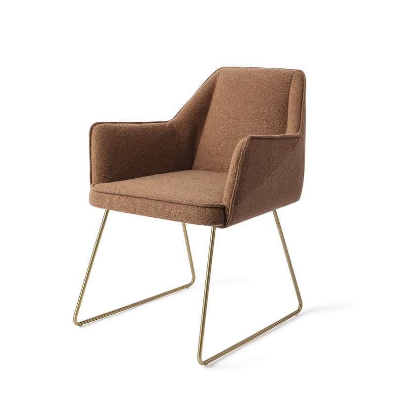 Jesper Home-collectie Tome Eetkamerstoel - Cinnamon Bun, Slide Gold