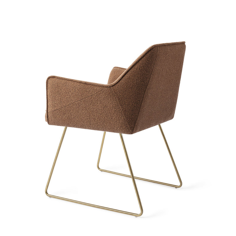 Jesper Home-collectie Tome Eetkamerstoel - Cinnamon Bun, Slide Gold