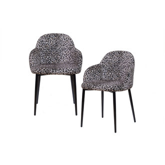 WOOOD Set Of 2 - Noortje Dining Chair Panther Print