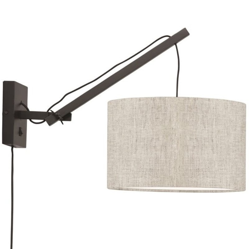 Good&Mojo-collectie Wandlamp Andes zwart/l.linnen S