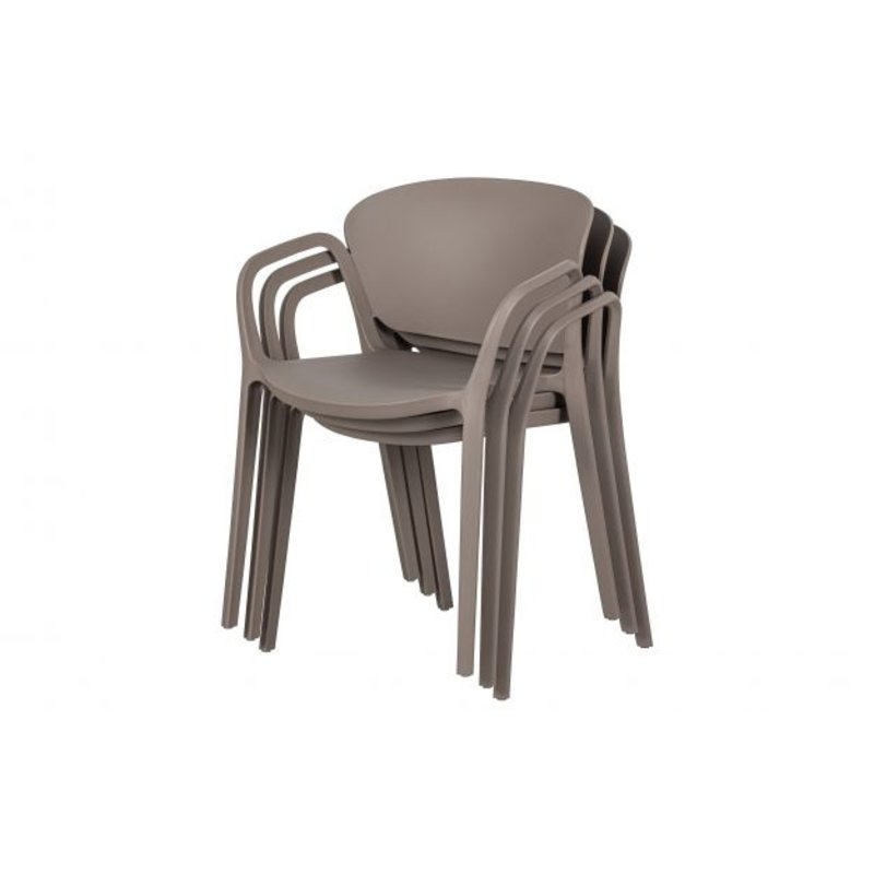 WOOOD-collectie Set of 4 - Bent Chair Plastic Taupe