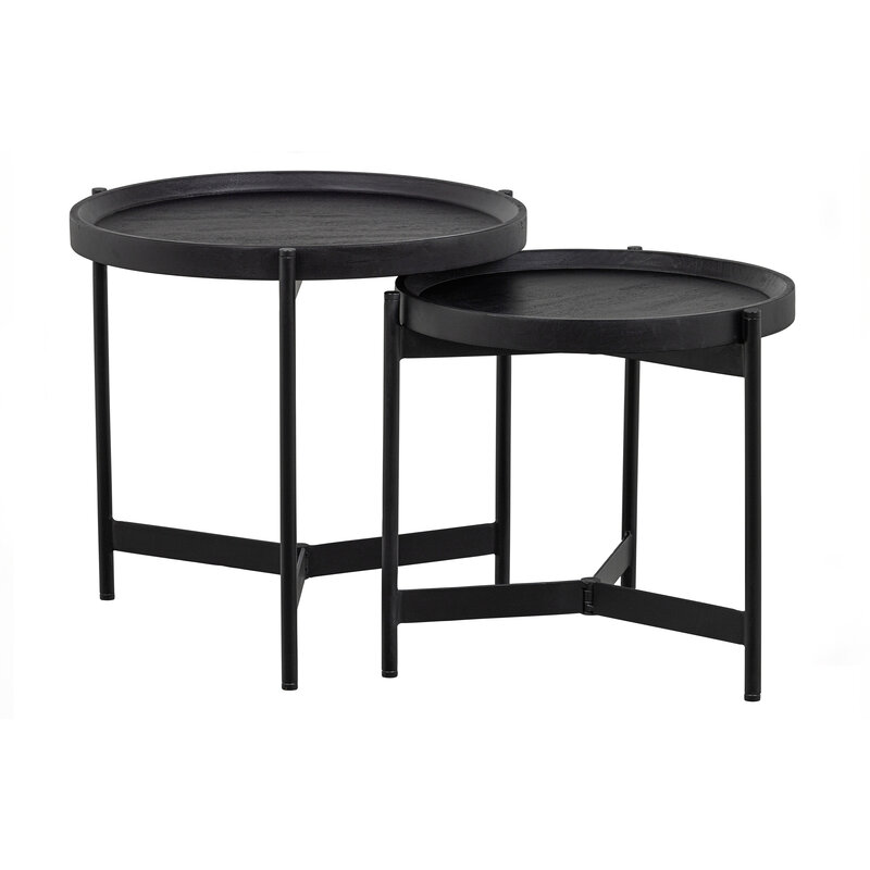 WOOOD-collectie Set V 2 - Lizzy Bijzettafel Mango Hout Zwart