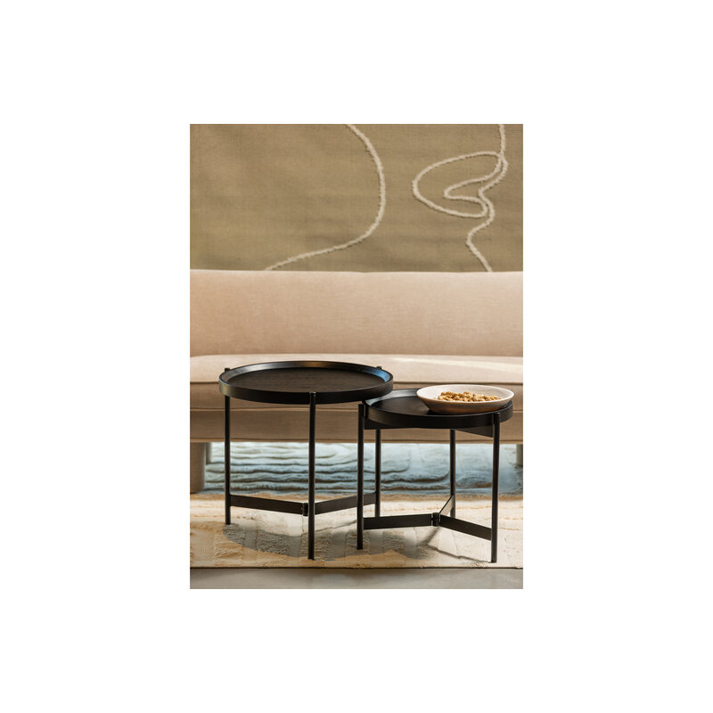 WOOOD-collectie Set V 2 - Lizzy Bijzettafel Mango Hout Zwart