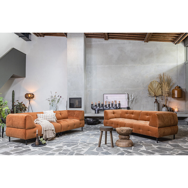 WOOOD-collectie Lloyd 4-seater Washed Velvet Cinnamon